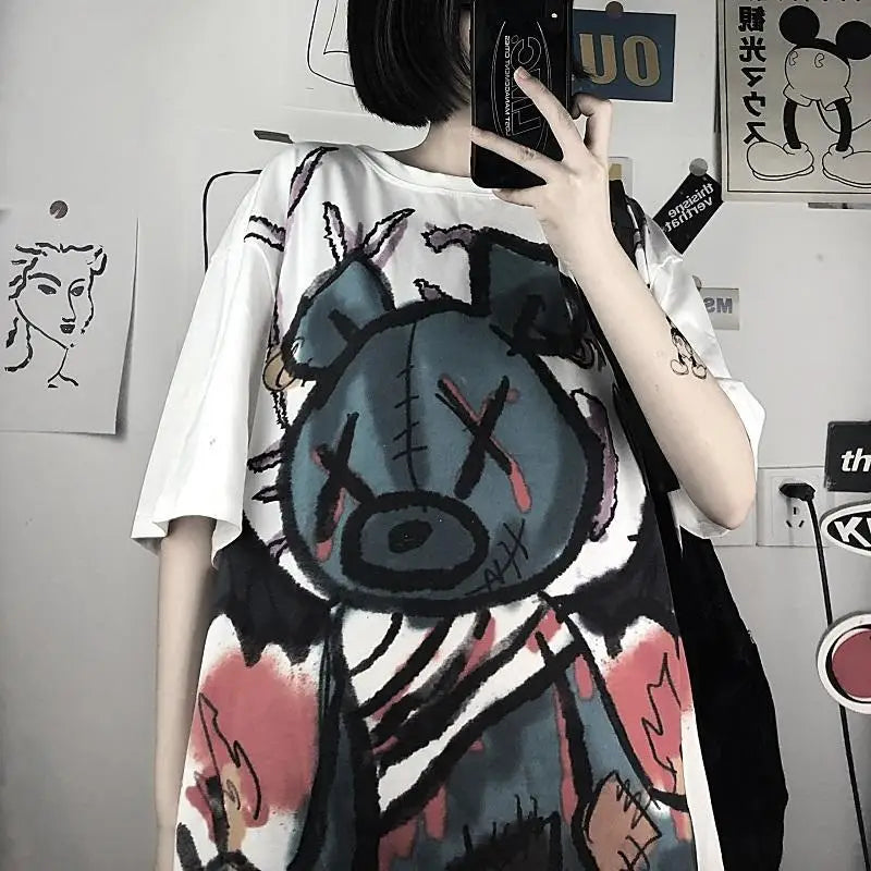 kawaiies-softtoys-plushies-kawaii-plush-Anime Emo Bear Women's Tee Apparel 