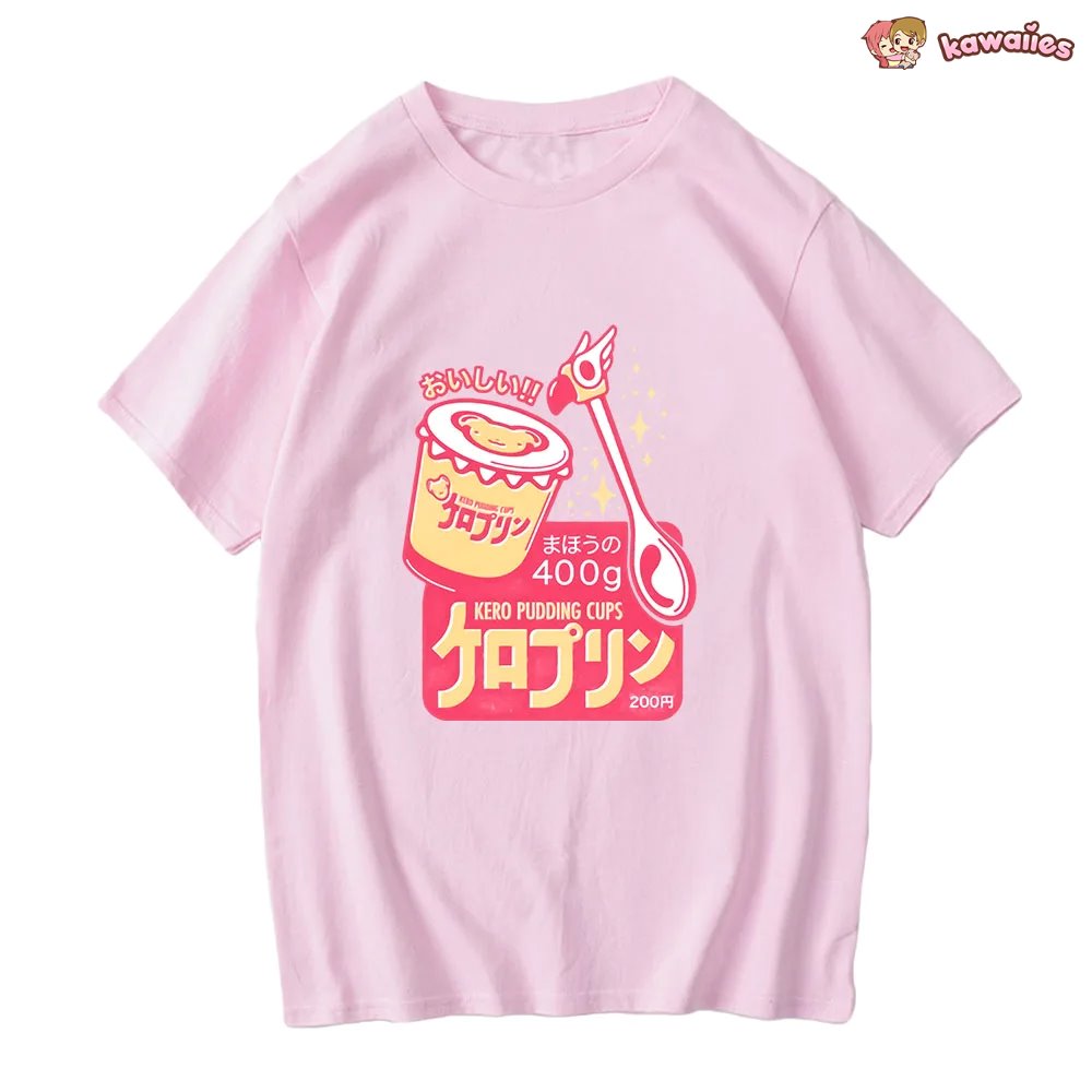 kawaiies-softtoys-plushies-kawaii-plush-Anime Kero Pudding Cups Cardcaptor Sakura Unisex Tee Tops 