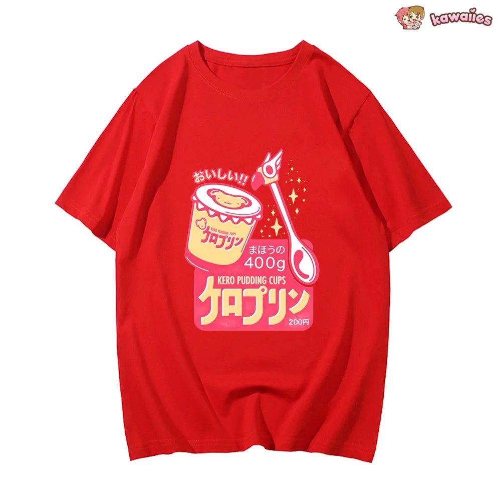 kawaiies-softtoys-plushies-kawaii-plush-Anime Kero Pudding Cups Cardcaptor Sakura Unisex Tee Tops 