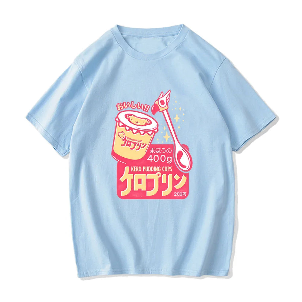 kawaiies-softtoys-plushies-kawaii-plush-Anime Kero Pudding Cups Cardcaptor Sakura Unisex Tee Tops Sky Blue S 