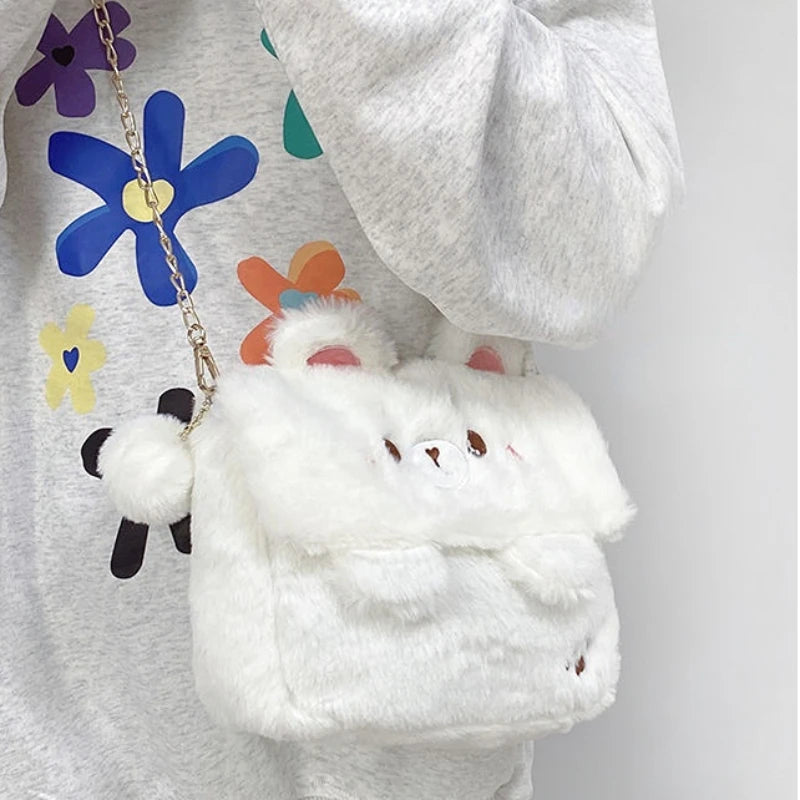 kawaiies-softtoys-plushies-kawaii-plush-Bear Bunny Shoulder Crossbody Bag Bag White 