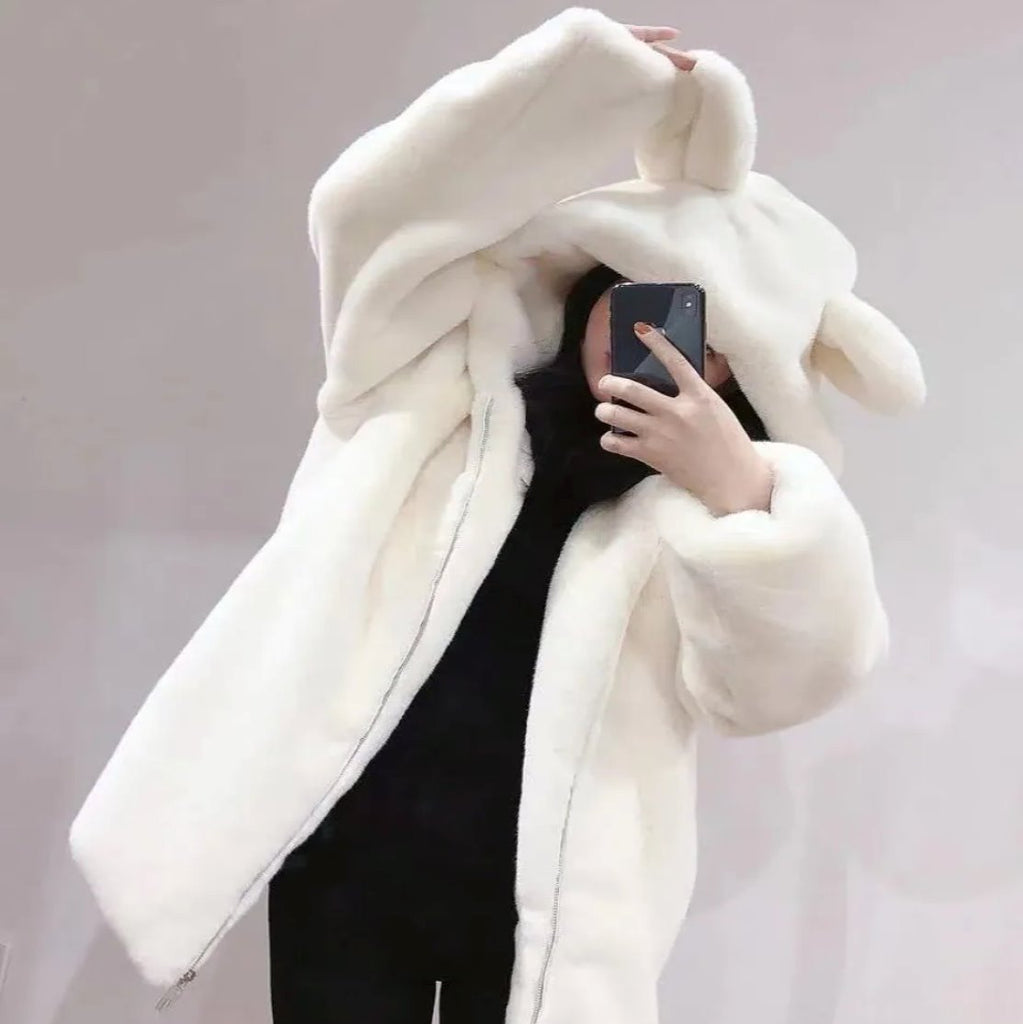 kawaiies-softtoys-plushies-kawaii-plush-Bear Soft Faux Fur Hooded Coat Jacket Cream S 