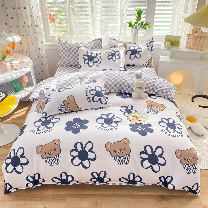 kawaiies-softtoys-plushies-kawaii-plush-Blue Checked Bear Orange Dog Bedding Sets Bedding Sets 