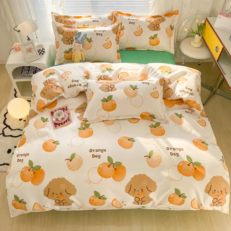 kawaiies-softtoys-plushies-kawaii-plush-Blue Checked Bear Orange Dog Bedding Sets Bedding Sets 