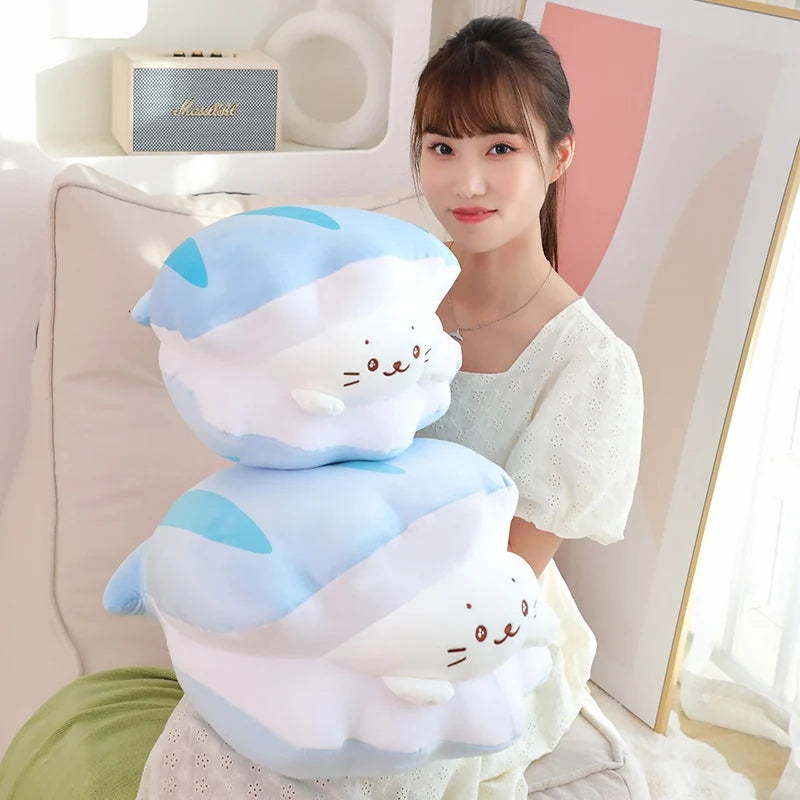 kawaiies-softtoys-plushies-kawaii-plush-Blue Oyster White Seal Plushie Soft toy 