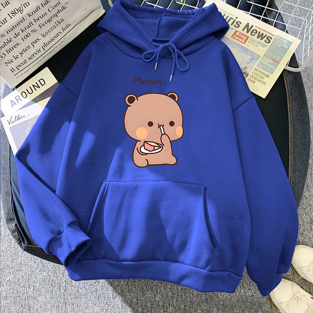 kawaiies-softtoys-plushies-kawaii-plush-Boba the Brown Bear Munching Cake Unisex Hoodies Apparel Royal Blue XS 