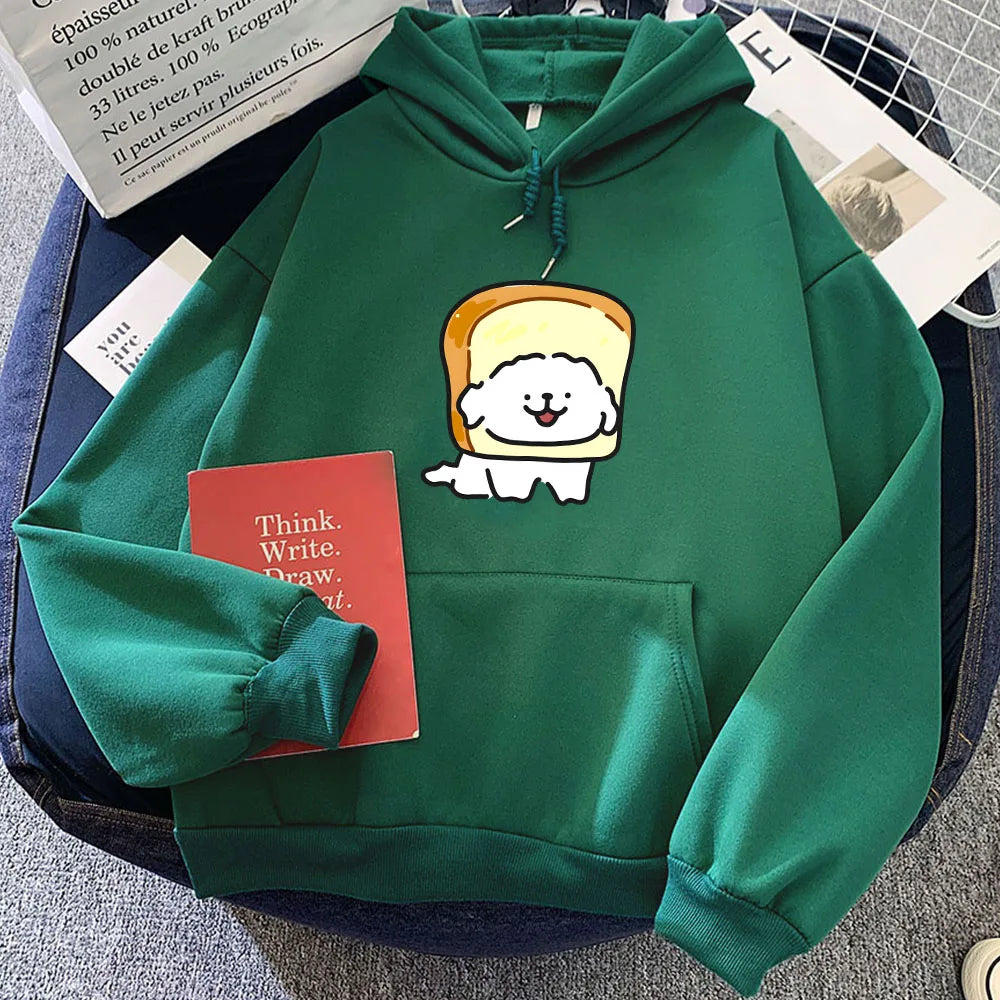 kawaiies-softtoys-plushies-kawaii-plush-Bread Luckie the Dog Unisex Hoodie Apparel Dark Green XS 