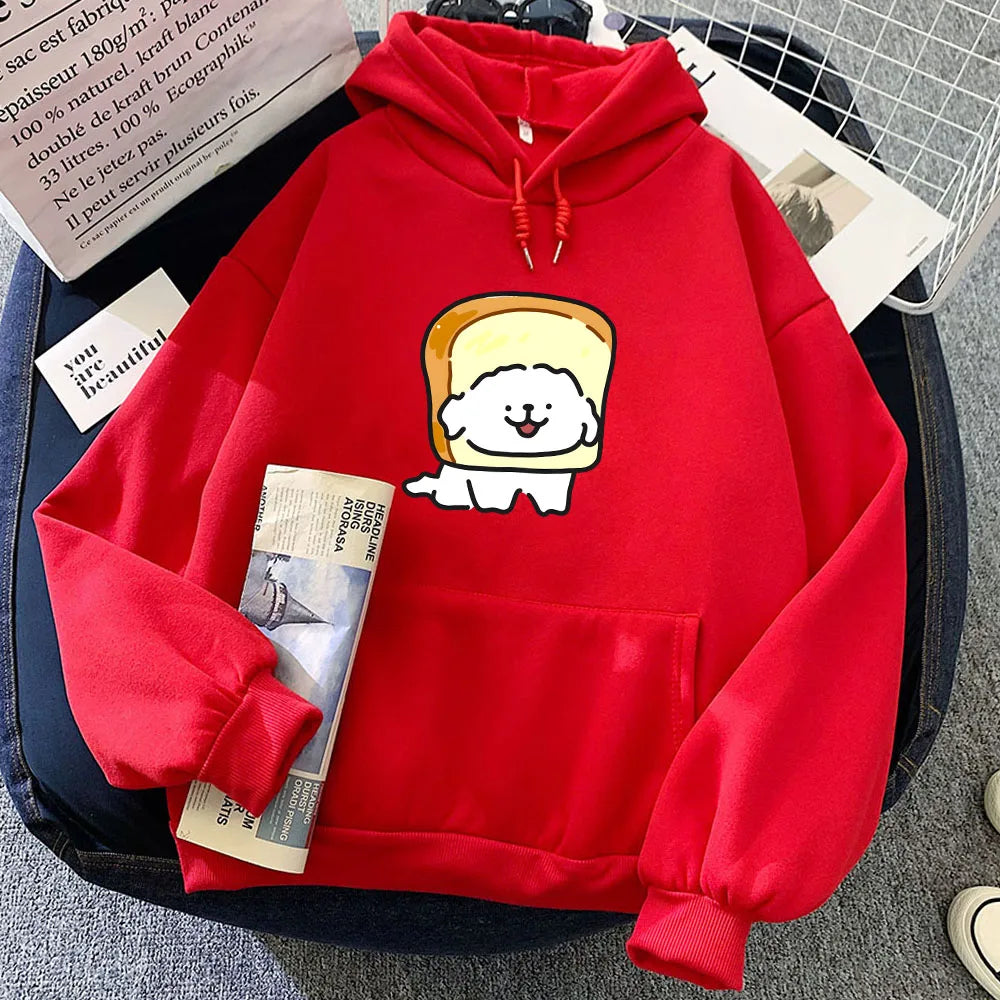 kawaiies-softtoys-plushies-kawaii-plush-Bread Luckie the Dog Unisex Hoodie Apparel Red XS 