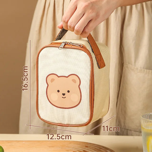 kawaiies-softtoys-plushies-kawaii-plush-Brown Bear Lunch Bag and Stainless Steel Thermal Bento Box Home Decor Lunch Bag 