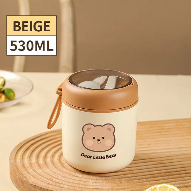 kawaiies-softtoys-plushies-kawaii-plush-Brown Bear Lunch Bag and Stainless Steel Thermal Bento Box Home Decor Thermal Bento Box 