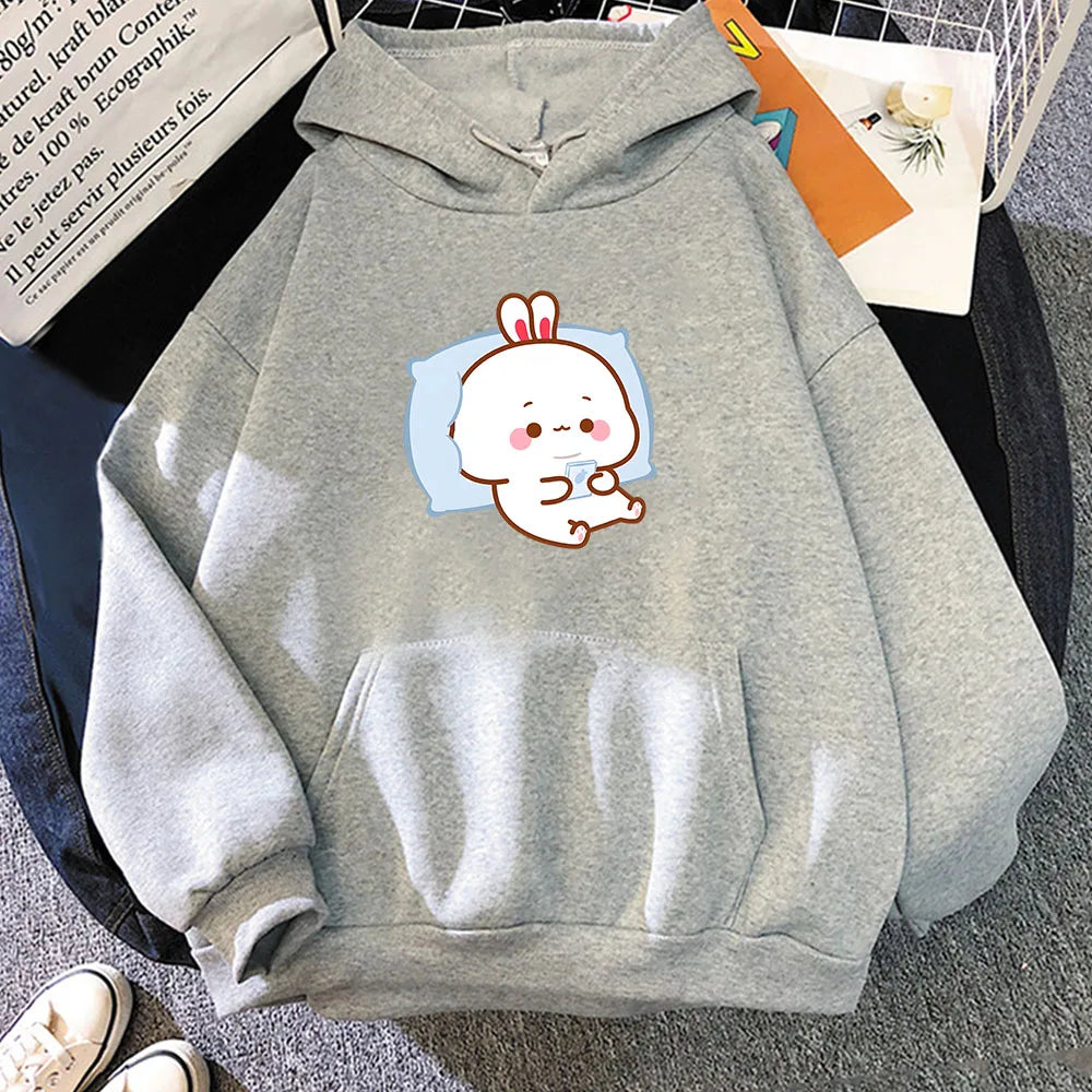 kawaiies-softtoys-plushies-kawaii-plush-Bubu the Chilling Bunny Unisex Hoodie Apparel Gray XS 