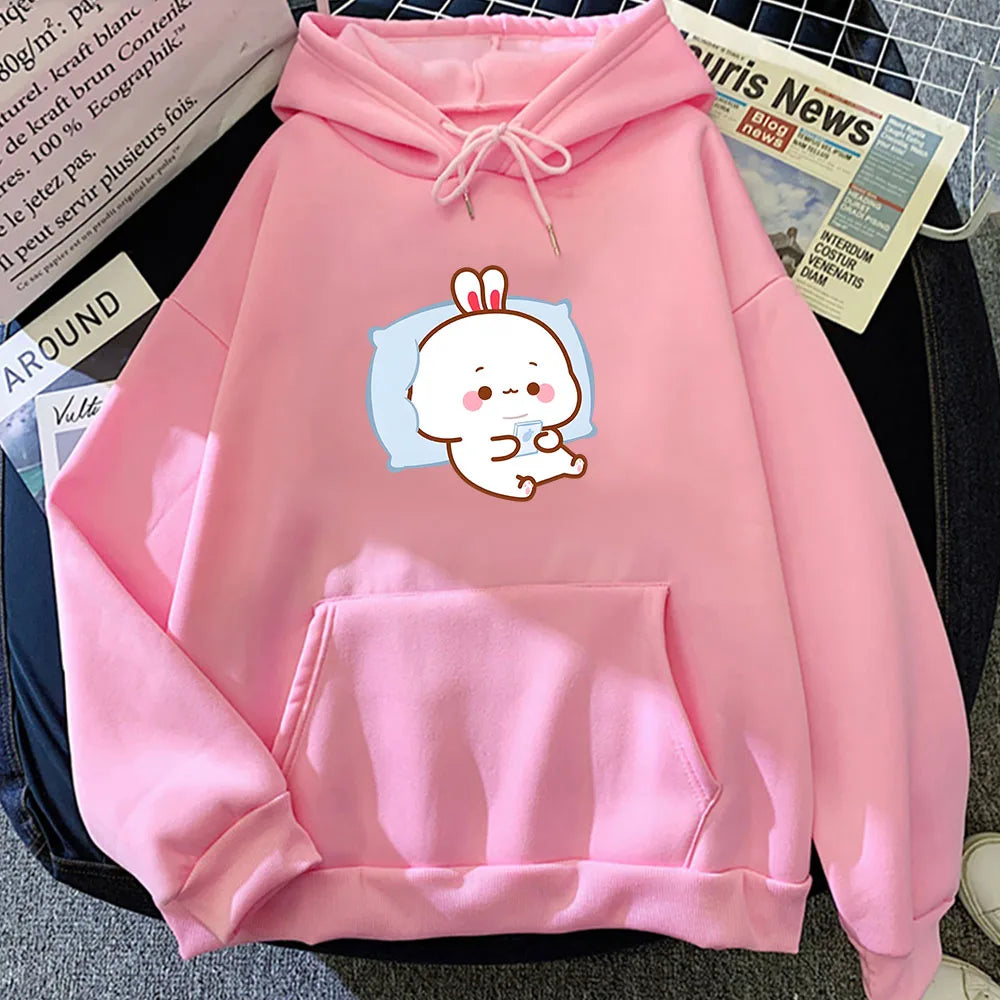 kawaiies-softtoys-plushies-kawaii-plush-Bubu the Chilling Bunny Unisex Hoodie Apparel Pink XS 