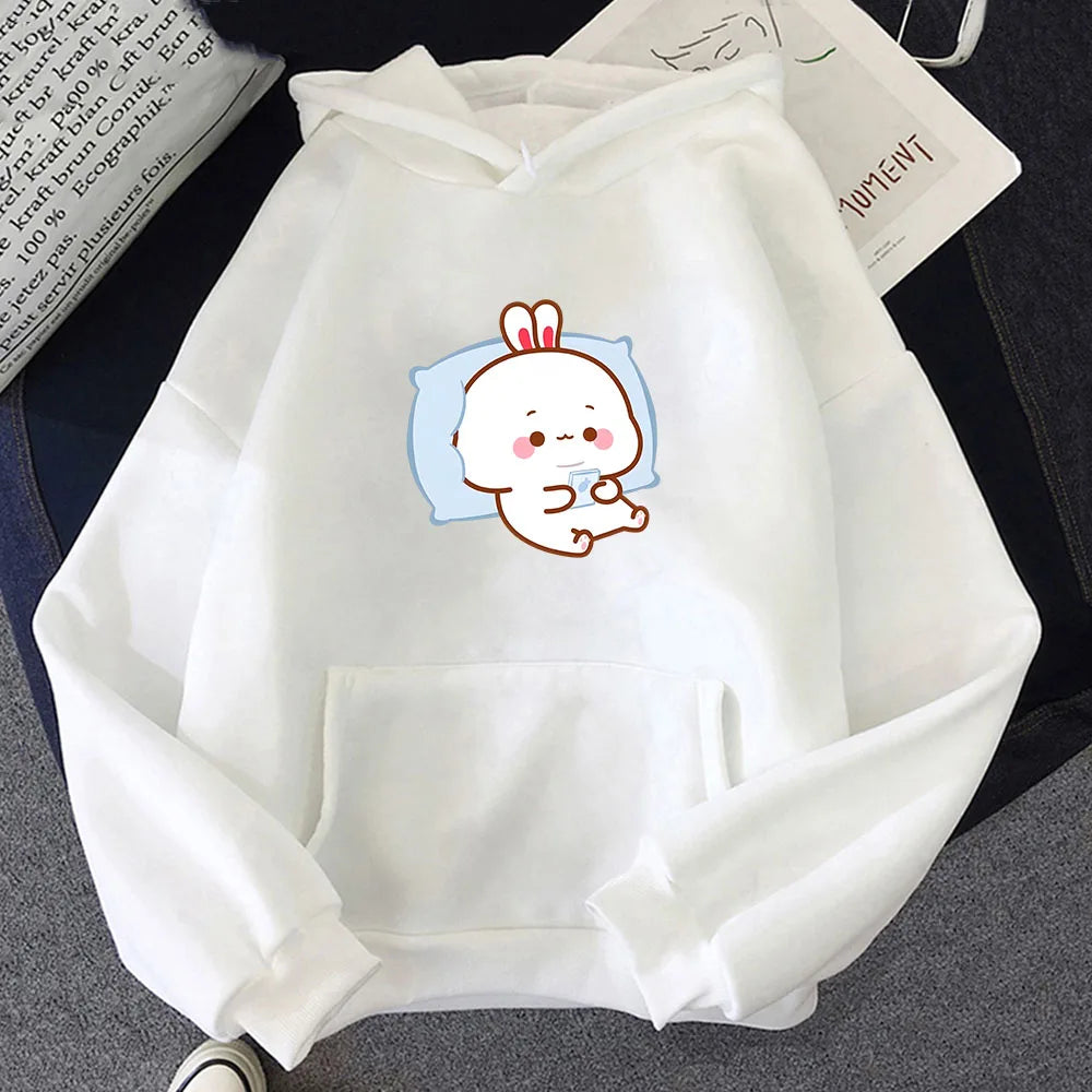 kawaiies-softtoys-plushies-kawaii-plush-Bubu the Chilling Bunny Unisex Hoodie Apparel White XS 