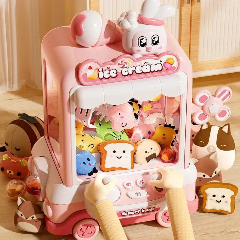 kawaiies-softtoys-plushies-kawaii-plush-Bunny Ice Cream Blue Pink Cart Mini Claw Machine Toys 