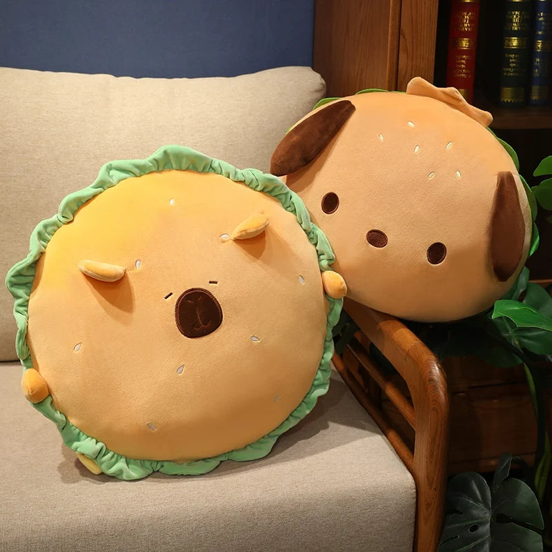 kawaiies-softtoys-plushies-kawaii-plush-Capybara & Dog Hamburger Plushie Pillow Soft toy 