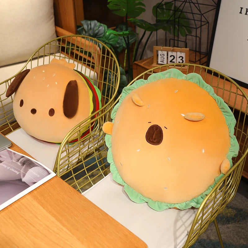 kawaiies-softtoys-plushies-kawaii-plush-Capybara & Dog Hamburger Plushie Pillow Soft toy 