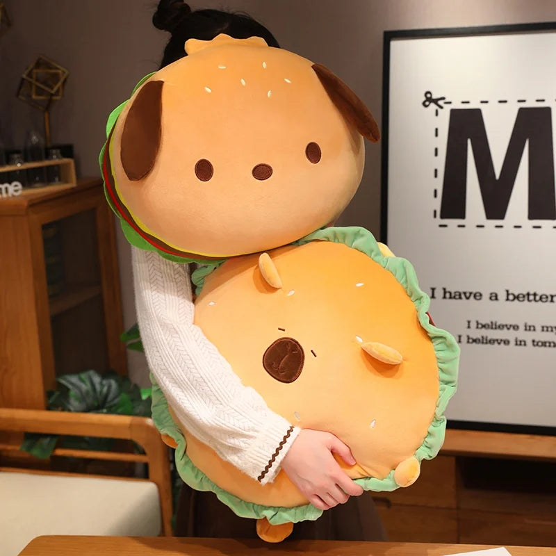 kawaiies-softtoys-plushies-kawaii-plush-Capybara & Dog Hamburger Plushie Pillow Soft toy 