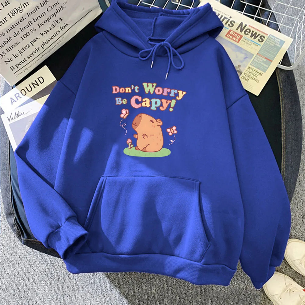 kawaiies-softtoys-plushies-kawaii-plush-Capybara Don't Worry Be Capy Unisex Hoodie Apparel Dark Blue XXXL 