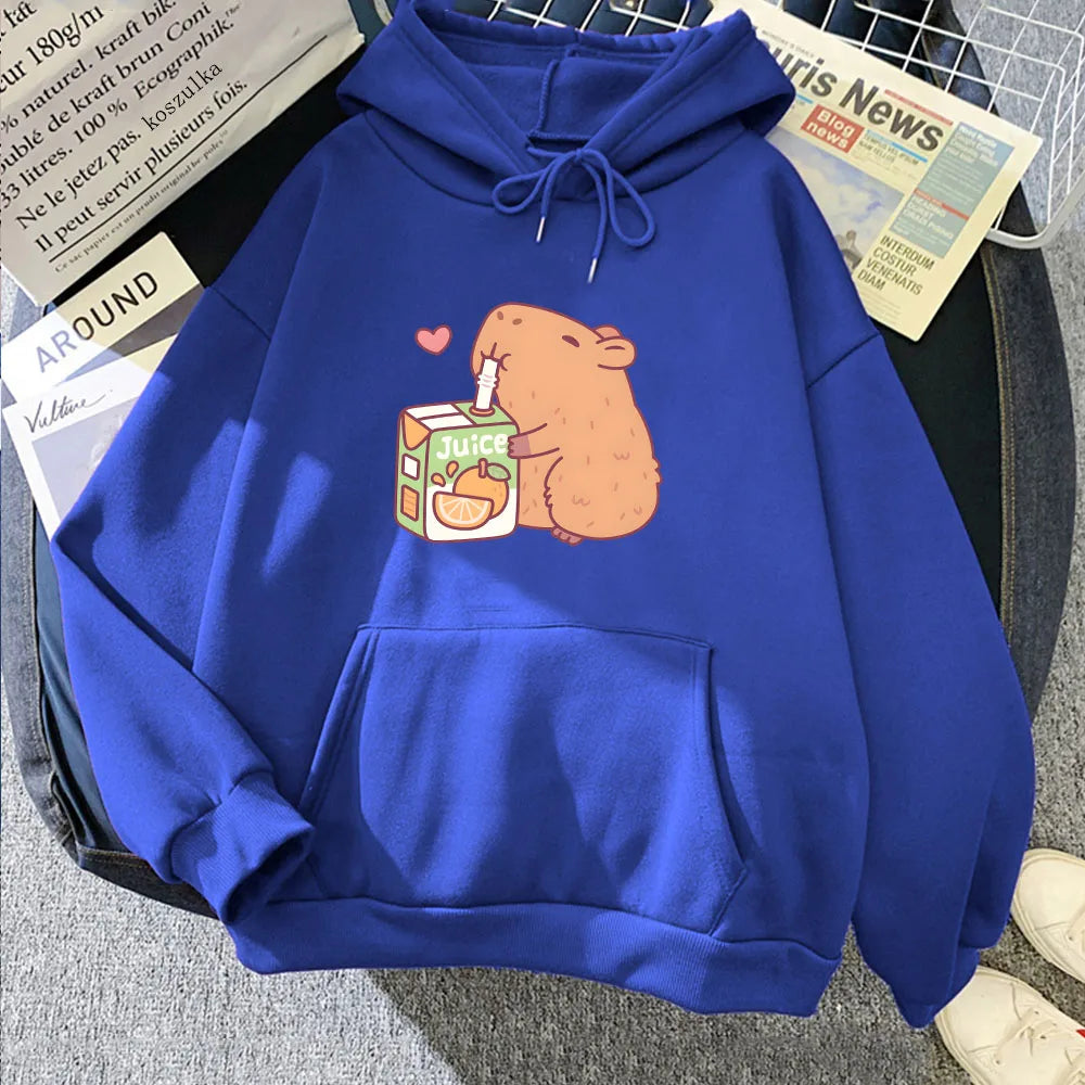 kawaiies-softtoys-plushies-kawaii-plush-Capybara Drinking Orange Juice Unisex Hoodie Apparel Dark Blue XXL 