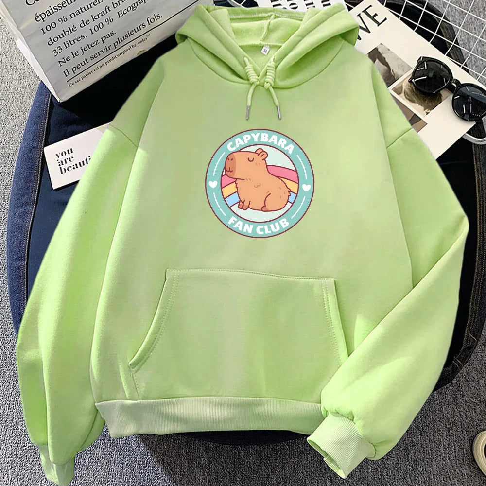 kawaiies-softtoys-plushies-kawaii-plush-Capybara Fan Club Unisex Hoodie Apparel Light Green XS 