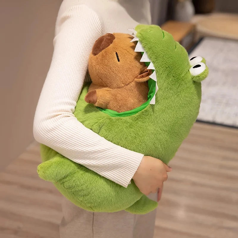 kawaiies-softtoys-plushies-kawaii-plush-Capybara Green Dinosaur Outfit Plushie Soft toy 