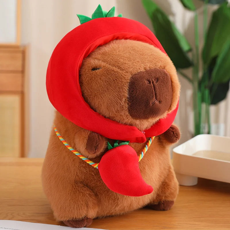 kawaiies-softtoys-plushies-kawaii-plush-Capybara with Vegetable Hats Plushie Soft toy Chilli Pepper 28cm 