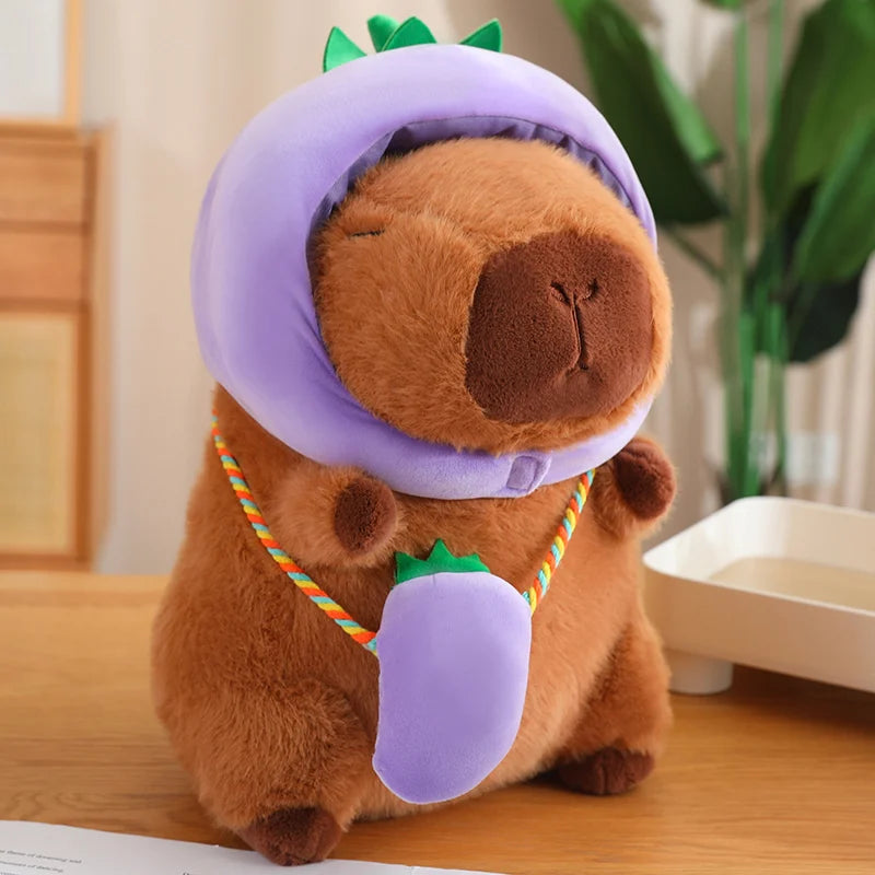 kawaiies-softtoys-plushies-kawaii-plush-Capybara with Vegetable Hats Plushie Soft toy Eggplant 28cm 