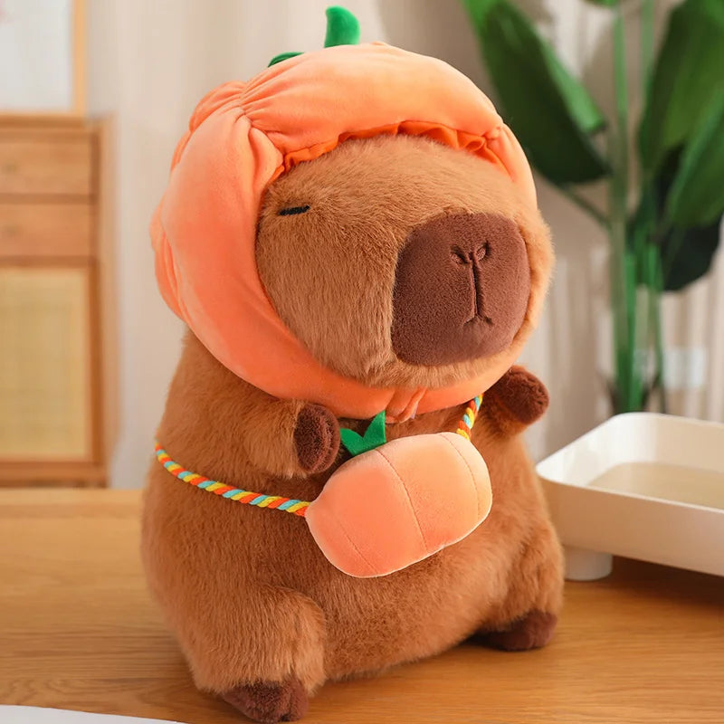 kawaiies-softtoys-plushies-kawaii-plush-Capybara with Vegetable Hats Plushie Soft toy Pumpkin 28cm 