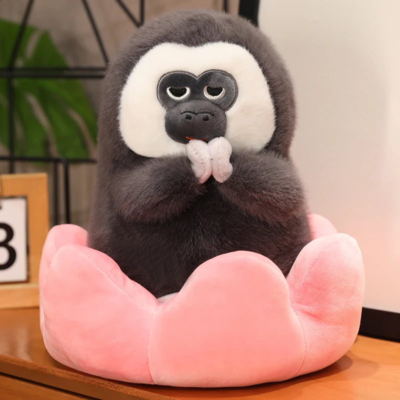 kawaiies-softtoys-plushies-kawaii-plush-Carys the Cute Colobus Monkey Plushie Soft toy Lotus Sitting 9in / 23cm 