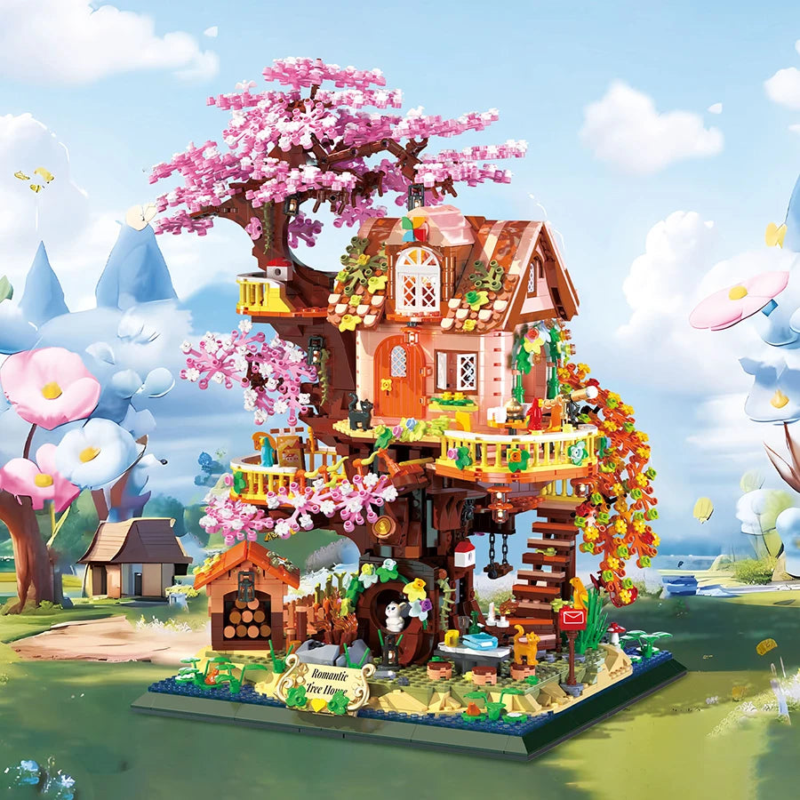 kawaiies-softtoys-plushies-kawaii-plush-Cherry Blossom Tree House Spring & Summer 2-in-1 Micro Building Set Build it 