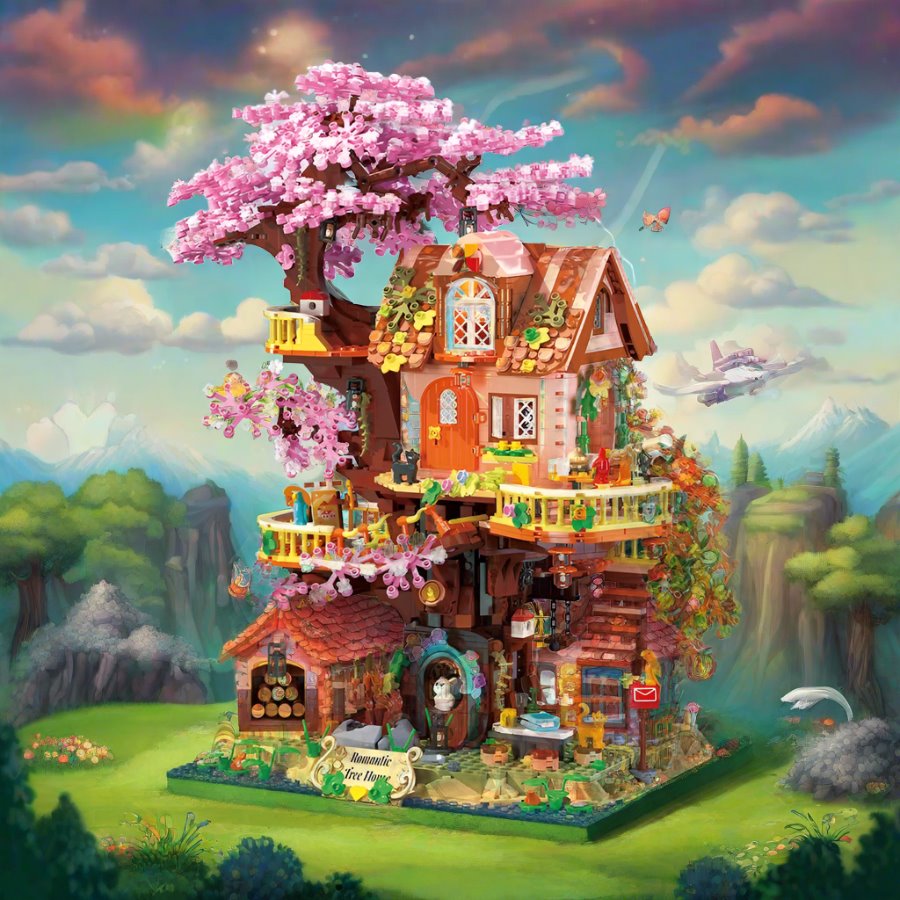 kawaiies-softtoys-plushies-kawaii-plush-Cherry Blossom Tree House Spring & Summer 2-in-1 Micro Building Set Build it 