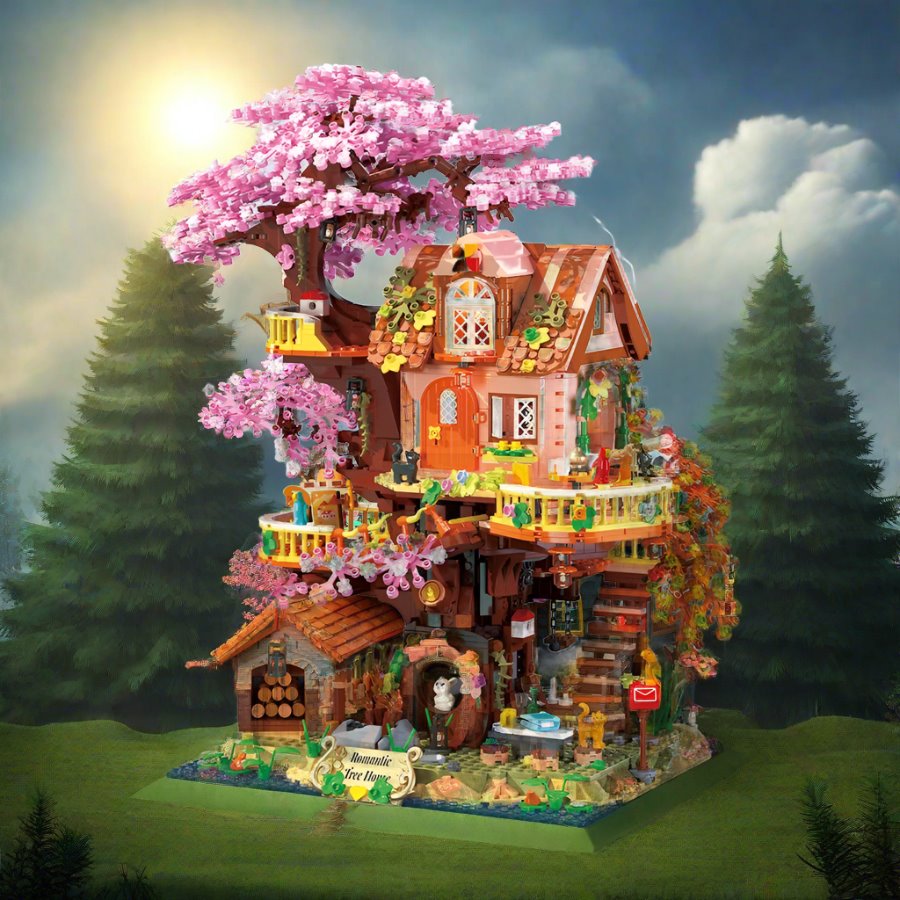 kawaiies-softtoys-plushies-kawaii-plush-Cherry Blossom Tree House Spring & Summer 2-in-1 Micro Building Set Build it 