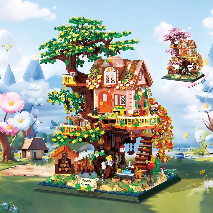 kawaiies-softtoys-plushies-kawaii-plush-Cherry Blossom Tree House Spring & Summer 2-in-1 Micro Building Set Build it 