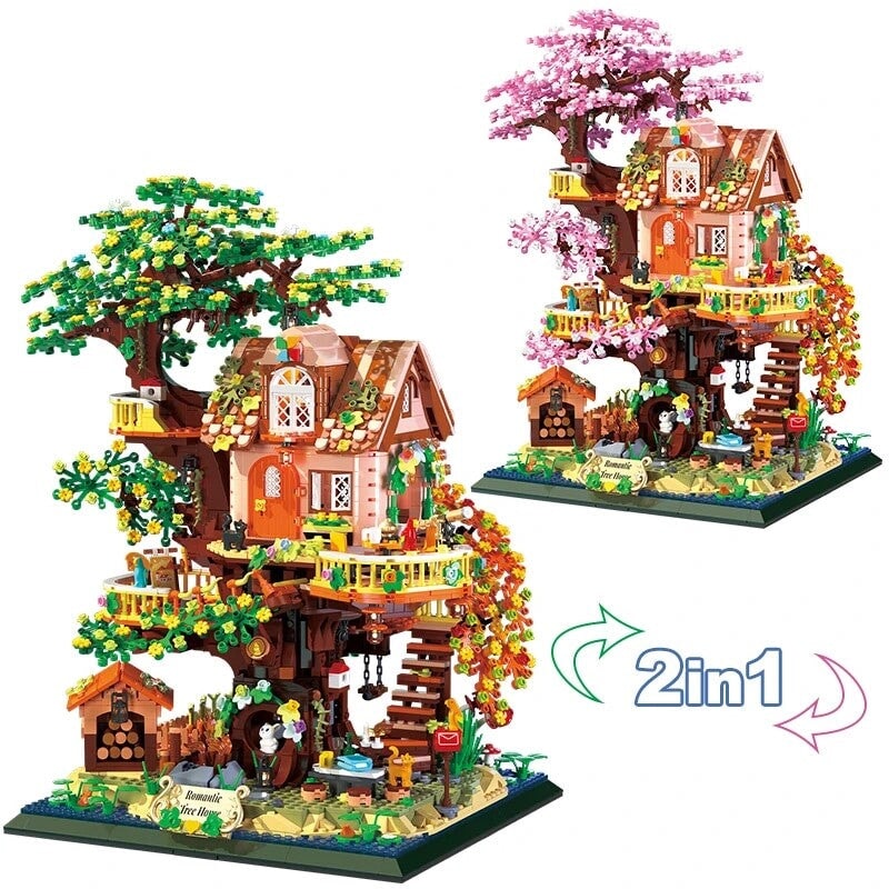 kawaiies-softtoys-plushies-kawaii-plush-Cherry Blossom Tree House Spring & Summer 2-in-1 Micro Building Set Build it 