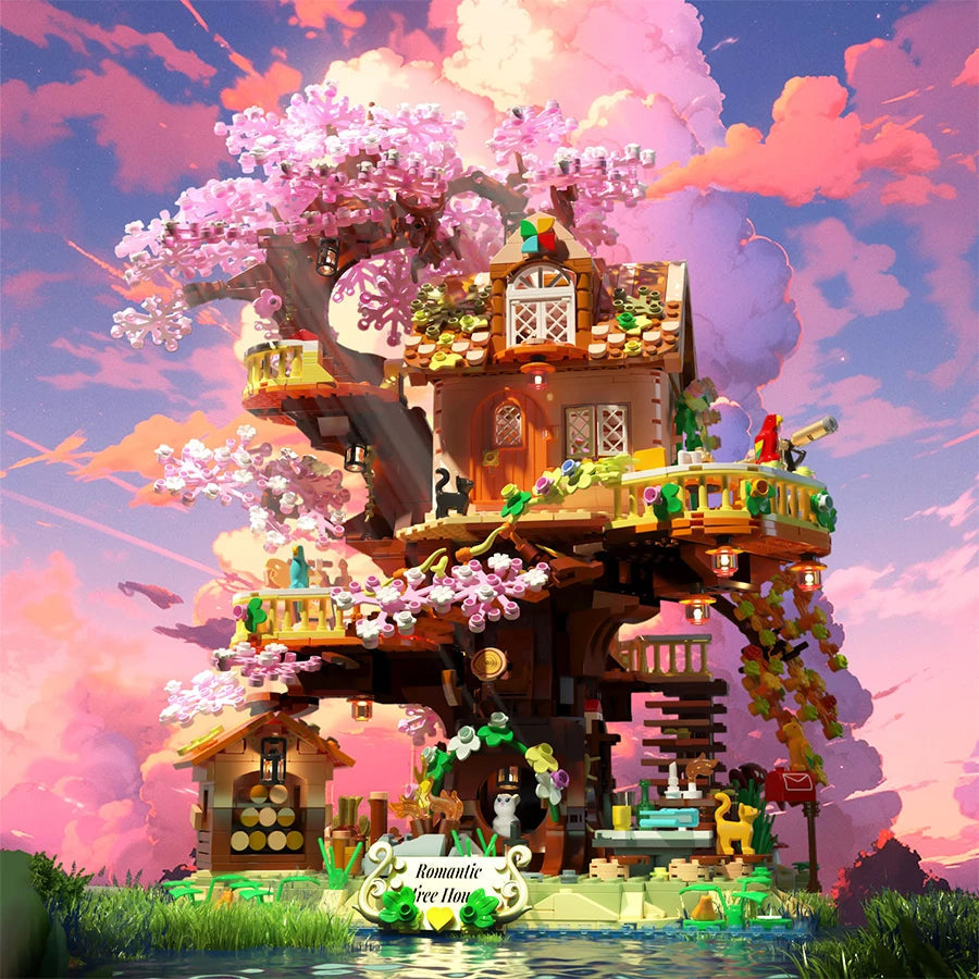 kawaiies-softtoys-plushies-kawaii-plush-Cherry Blossom Tree House Spring & Summer 2-in-1 Micro Building Set Build it 