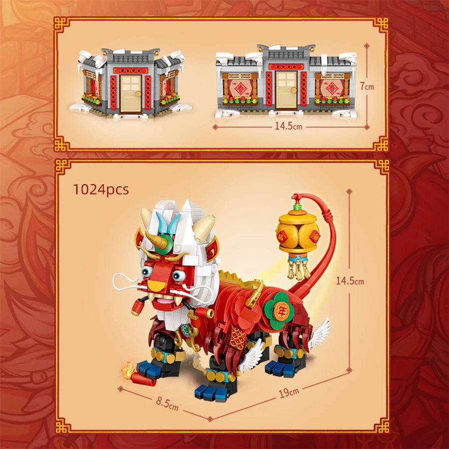 kawaiies-softtoys-plushies-kawaii-plush-Chinese Ancient Legendary Nien Beast Micro Building Set Build it 