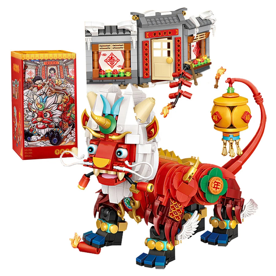 kawaiies-softtoys-plushies-kawaii-plush-Chinese Ancient Legendary Nien Beast Micro Building Set Build it 