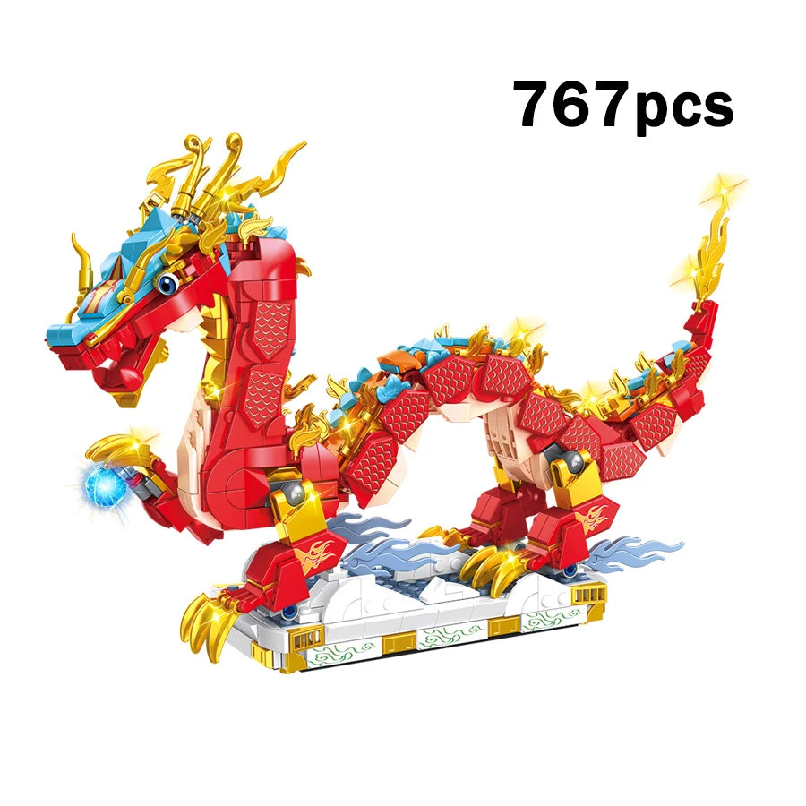 kawaiies-softtoys-plushies-kawaii-plush-Chinese Lunar Red Blue-Tipped Dragon Building Blocks Build it 