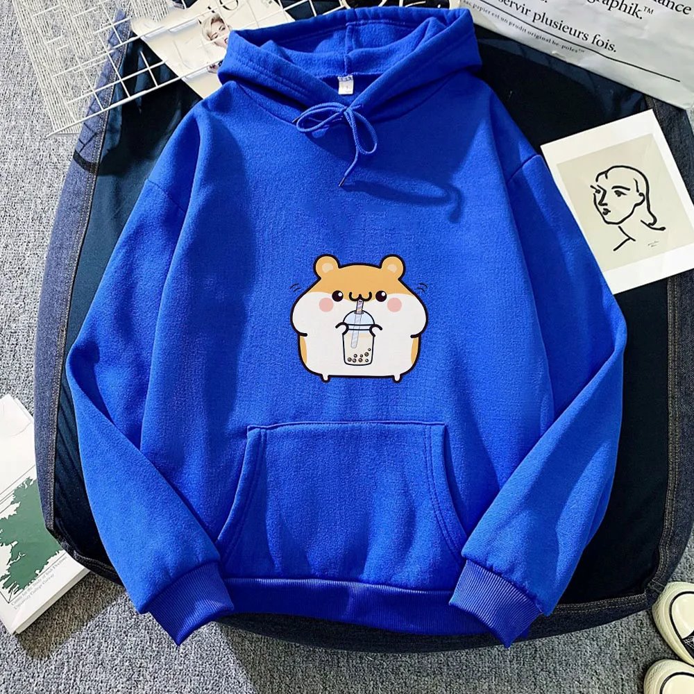 kawaiies-softtoys-plushies-kawaii-plush-Chubby Hamster Drinking Bubble Tea Unisex Hoodie Apparel Blue M 