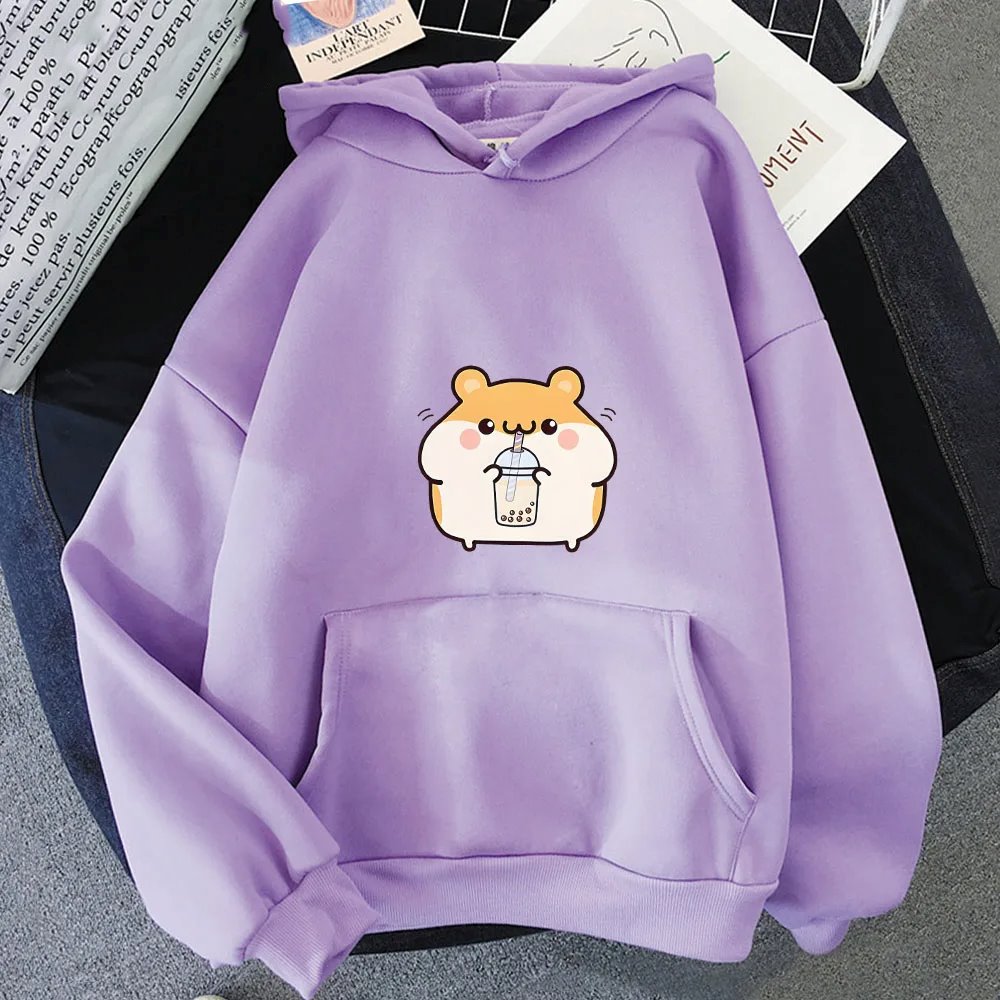 kawaiies-softtoys-plushies-kawaii-plush-Chubby Hamster Drinking Bubble Tea Unisex Hoodie Apparel Purple M 