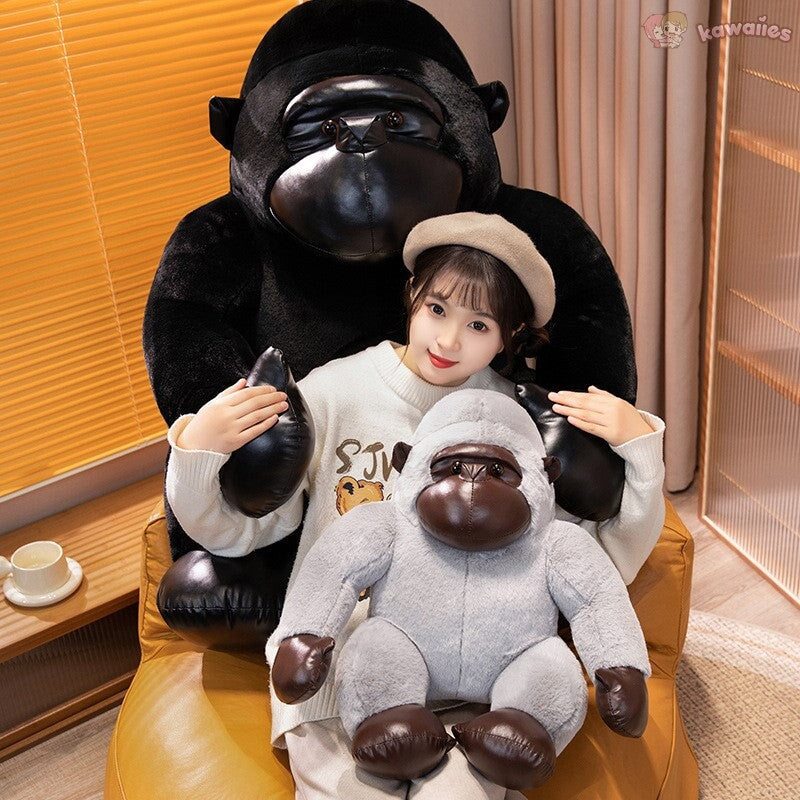 kawaiies-softtoys-plushies-kawaii-plush-Chunky Black Silver Gorilla Ape Plushies Soft toy 