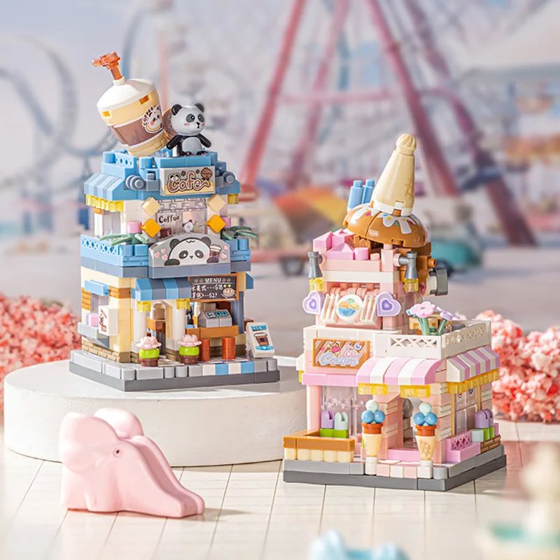 kawaiies-softtoys-plushies-kawaii-plush-City View Ice Cream Panda Cafes Flower Camera Shops Micro Building Sets Build it 