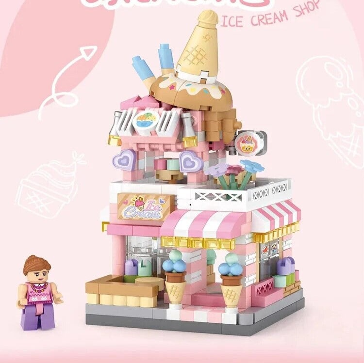 kawaiies-softtoys-plushies-kawaii-plush-City View Ice Cream Panda Cafes Flower Camera Shops Micro Building Sets Build it 