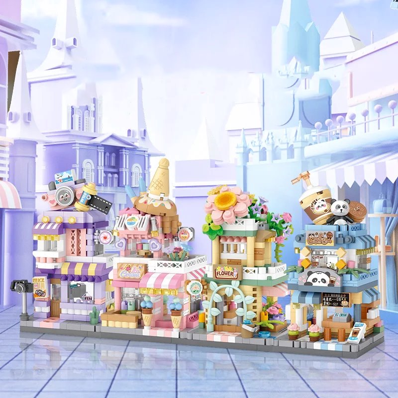 kawaiies-softtoys-plushies-kawaii-plush-City View Ice Cream Panda Cafes Flower Camera Shops Micro Building Sets Build it 