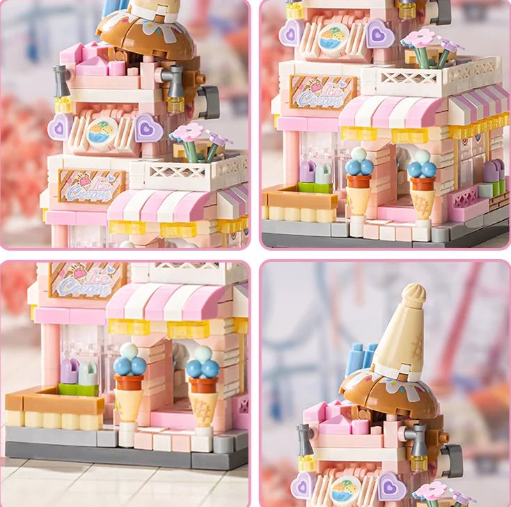 kawaiies-softtoys-plushies-kawaii-plush-City View Ice Cream Panda Cafes Flower Camera Shops Micro Building Sets Build it 