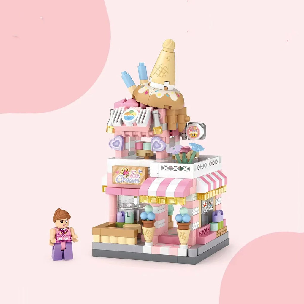 kawaiies-softtoys-plushies-kawaii-plush-City View Ice Cream Panda Cafes Flower Camera Shops Micro Building Sets Build it Ice Cream Cafe (No Box) 