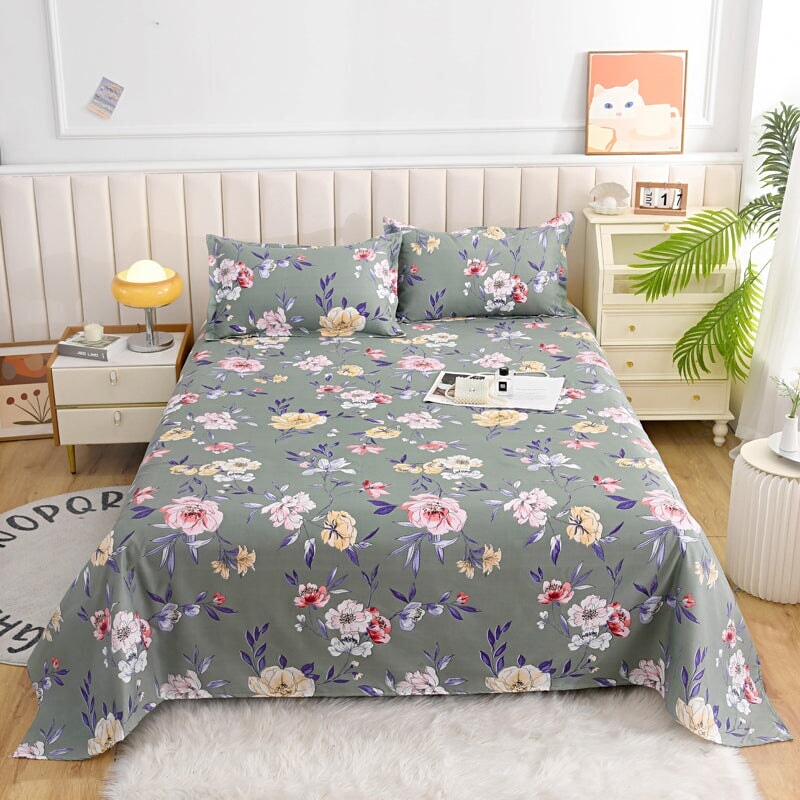 kawaiies-softtoys-plushies-kawaii-plush-Coral Pink Blue Gray Floral Bedding Set Collection Home Decor 