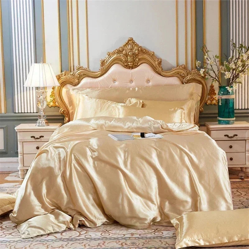 kawaiies-softtoys-plushies-kawaii-plush-Cream Baby Blue Luxury Satin Bedding Set Bedding Sets Cream Twin 