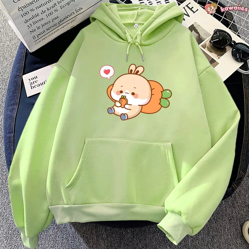 kawaiies-softtoys-plushies-kawaii-plush-Cream Bunny Carrot Mobile Unisex Hoodies Apparel Lime S 