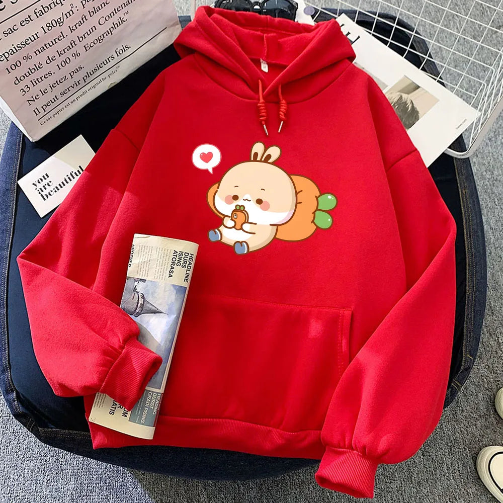 kawaiies-softtoys-plushies-kawaii-plush-Cream Bunny Carrot Mobile Unisex Hoodies Apparel Red M 